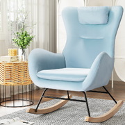 Rocking Chair Velvet Armchair Feeding Chair Blue