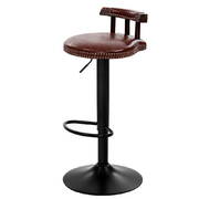 2x Kitchen Bar Stools Vintage Bar Stool Chairs Swivel Gas Lift Leather Brown