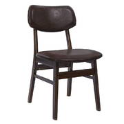 2 x Dining Chairs Kitchen Cafe Wood Chair Fabric Pad Brown