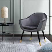 Armchair Accent Chair Retro Wooden Armchairs Single Sofa Velvet Seat Grey