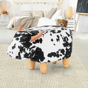 Kids Ottoman Foot Stool Toy Cow Chair Animal Foot Rest Fabric Seat White
