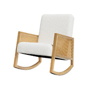 Rocking Chair Armchair Boucle Accent Chairs Nursery Sherpa Rattan White