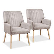  2X Armchair Faux Fabric Beige