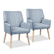  2X Armchair Fabric Blue Grey