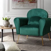 Comfortable Accent Armchairs Chairs Sofa Velvet Cushion-Green