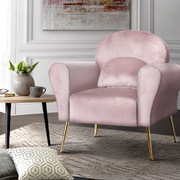 Comfortable Accent Armchairs Chairs Sofa Velvet Cushion-Pink