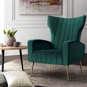 Beautiful Armchairs Chair Velvet Sofa Grey Seat-Green
