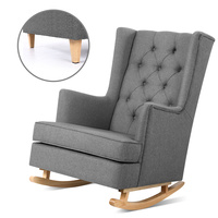 Artiss Rocking Armchair Feeding Chair Fabric Padded Lounge Recliner