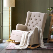 Rocking Armchair Feedining Chair Fabric Armchairs Lounge Recliner Beige