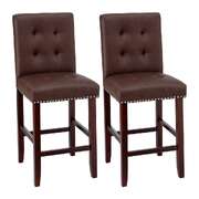 2x Bar Stools Kitchen Dining Chairs Counter PU Leather Wooden Ada Brown
