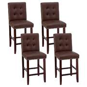 4x Bar Stools Kitchen Dining Chairs Counter PU Leather Wooden Ada Brown