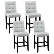 4x Bar Stools Kitchen Dining Chairs Counter Fabric Stool Wooden Ada Grey