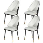 Dining Chairs Set of 4 Leather Seat Beige and Black - Modern