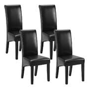 Comfortable Beige Linen Dining Chairs, Set of 4 with Wood Frame