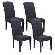 Dark Grey Linen Parsons Chairs, Set of 4 for Dining Room - Stylish