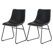 2x Dining Chairs Retro PU Leather Kitchen Lounge Cafe Accent Chair Black