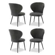 4x Sherpa Boucle Wing Back Dining Chairs Grey  Stylish and comfortable