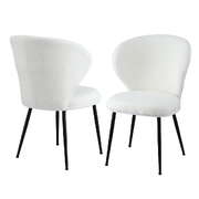 2x Dining Chairs Sherpa Boucle Wing Back White  Elegant