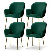 Dining Chair Set 4 Velvet Armchair Modern Upholstered Green