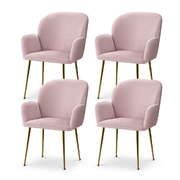 Dining Chair Set 4 Velvet Armchair Modern Upholstered Pink