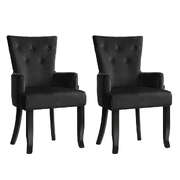 Set of 2 Black Velvet French Provincial Armchairs – Dining Chairs