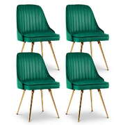 Dining Chair Set 4 Velvet Channel Tufted Modern Upholstered Green