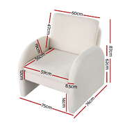 Armchair Accent Chair Lounge Tub Sofa Couch Curved Arm Seat Boucle White