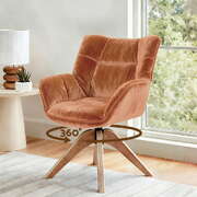 Brown Velvet Swivel Armchair Nursing Chair for Living Room & Nursery