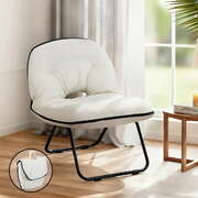 Foldable 2-in-1 Armchair Lounge Chair Portable White for Living Room Bedroom Outdoor