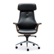 Wooden & PU Leather Office Chair Renaissance Executive Chair - Grey