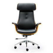 Wooden & PU Leather Office Chair Renaissance Executive Chair - Walnut