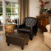 Coogee Bonded Leather Armchair & Ottoman in Brown