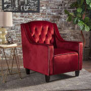 Lara Two Tone Tufted Garnet New Velvet Club Armchair