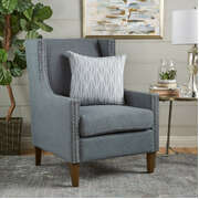 Cecilia Classic Studded Light Grey Wingback Club Armchair