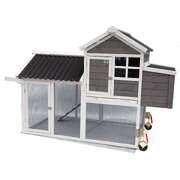 Wooden chicken ranch chicken coop with run on wheel pvc roof