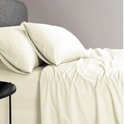 1200TC Organic Cotton Queen Sheet Sets Cream 