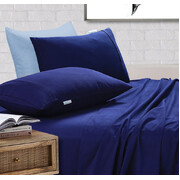 100% Egyptian Cotton Vintage Washed 500Tc Navy Blue King Bed Sheets Set