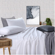 White Mega King Bed Sheets Set - 500Tc Egyptian Cotton (50Cm Deep)