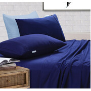 100% Egyptian Cotton Vintage Washed 500TC Navy Blue Queen Bed Sheets Set