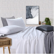 100% Egyptian Cotton Vintage Washed 500TC White Single Bed Sheets Set