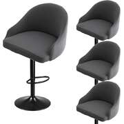 4PCS Bar Stool Slipcovers Stretch Swivel Chair Covers with Back Grey