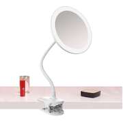 Clip-On LED Magnifying Makeup Mirror Rechargeable 5x/10x 360° Swivel With 3 Colour Lights