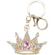 Crown Keychain Gold 3D Rhinestone Sparkling Charm Key Ring For Women Girls