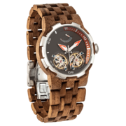 Men Dual Wheel Automatic Walnut Wood Watch