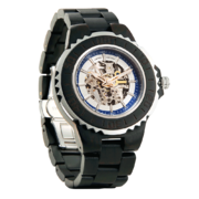 Men Genuine Automatic Ebony Wooden Watches No Battery Needed