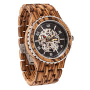 Men Premium Self-Winding Transparent Body Zebra Wood Watches