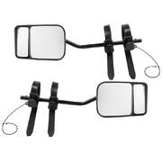 Pair TOWING MIRRORS PAIR UNIVERSAL MULTI FIT STRAP ON TOWING CARAVAN 4X4 TRAILER