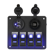 4 Gang Rocker Switch Panel ON-OFF Toggle Dual USB