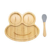 Bamboo Frog Kids Plate With Suction Cap Base & Spoon