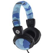 Camo In-Line Mic Blue Headphones